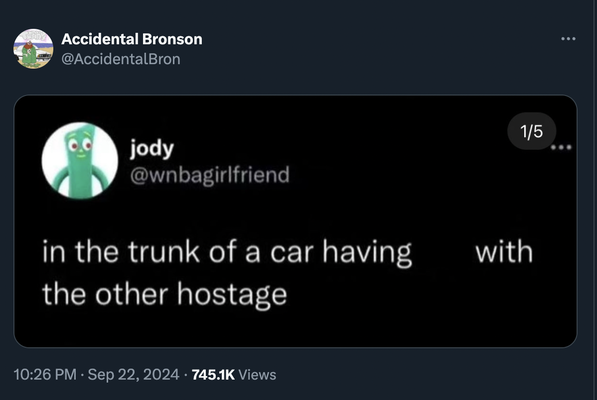 screenshot - Accidental Bronson jody 15 in the trunk of a car having with the other hostage Views